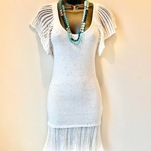 Free People Off White Cotton Crochet Tunic Dress